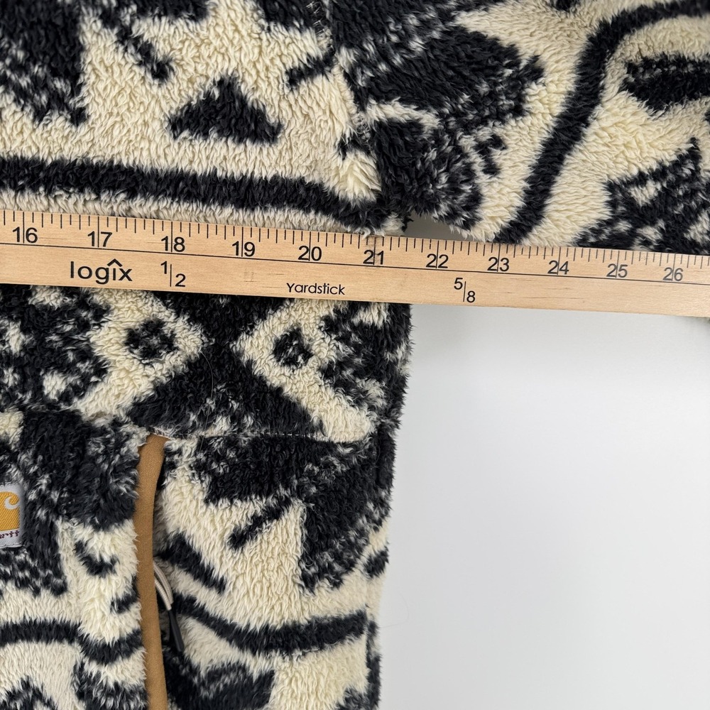 Carhartt Jacket Womens Small White Sherpa Fleece 1/2 Zip Fair Isle Pullover - Picture 8 of 11